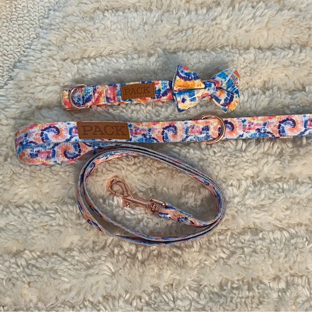 PACK LEASHES matching dog collar & leash-medium, NEW - Picture 2 of 5